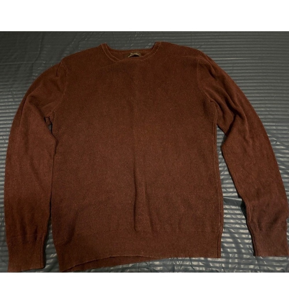 Marc Anthony Mens Slim Fit Luxury Blend Ribbed Crew Neck Sweater Burgundy M